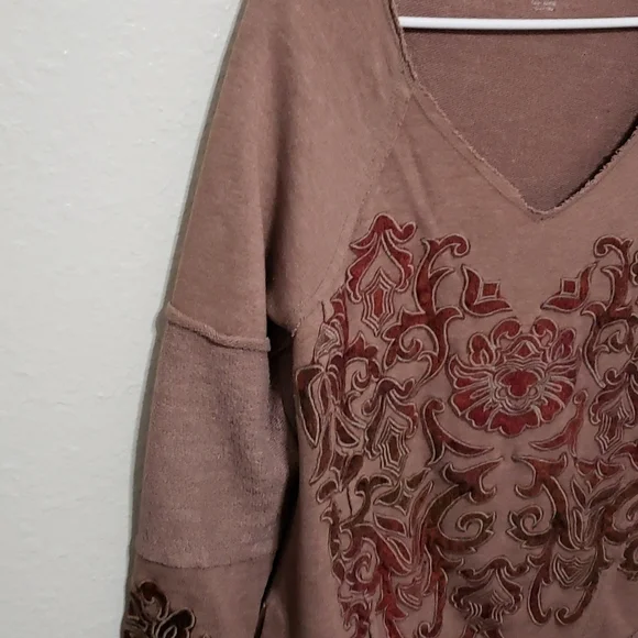 Soft Surroundings Patchwork Pullover Sweater, Color brown Velvet Size XS - Picture 5 of 14